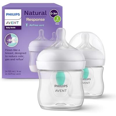 AVENT Philips Natural Response (model SCY670/02) 2 flessen van 125 ml, met AirFree ventiel, BPA-vrij, voor baby's vanaf 0 maanden AVENT Philips Natural Response (model SCY670/02) 2 flessen van 125 ml, met AirFree ventiel, BPA-vrij, voor baby's vanaf 0 maanden