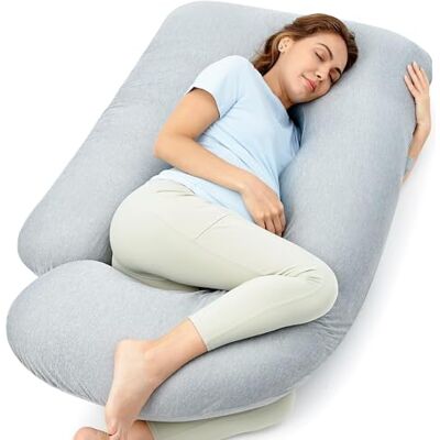 Momcozy Zwangerschapskussen met verkoelend effect, U-vorm, 50% polyamide, 50% polyester, zijslapers, 145 cm, ontlast rug, heupen en bekken Momcozy Zwangerschapskussen met verkoelend effect, U-vorm, 50% polyamide, 50% polyester, zijslapers, 145 cm, ontlast rug, heupen en bekken