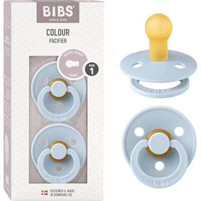 Bibs Colour fopspeen, 2 stuks. BPA-vrij, ronde speen. Natuur rubber latex, maat 1 (0-6 maanden), babyblauw / babyblauw Bibs Colour fopspeen, 2 stuks. BPA-vrij, ronde speen. Natuur rubber latex, maat 1 (0-6 maanden), babyblauw / babyblauw