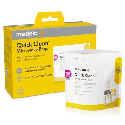 Medela 5 stuks microstoomzakken met snelle reiniging Steriliserende zakken voor flessen, borstkolven en onderdelen Verwijdert 99,9 van de gemeenschappelijke bacteriën Medela 5 stuks microstoomzakken met snelle reiniging Steriliserende zakken voor flessen, borstkolven en onderdelen Verwijdert 99,9 van de gemeenschappelijke bacteriën