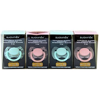 Suavinex Fopspeen physio siliconen 4m + haute couture verschillende kleuren Suavinex Fopspeen physio siliconen 4m + haute couture verschillende kleuren