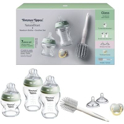 Tommee Tippee glazen babyfles Closer to Nature, anti-koliek ventiel, zachte speen, transparant, 6-delige set Tommee Tippee glazen babyfles Closer to Nature, anti-koliek ventiel, zachte speen, transparant, 6-delige set