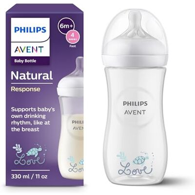 Philips Avent Natural Response babyfles 330 ml met debiet 4 (3+ maanden), SCY906/11 Philips Avent Natural Response babyfles 330 ml met debiet 4 (3+ maanden), SCY906/11