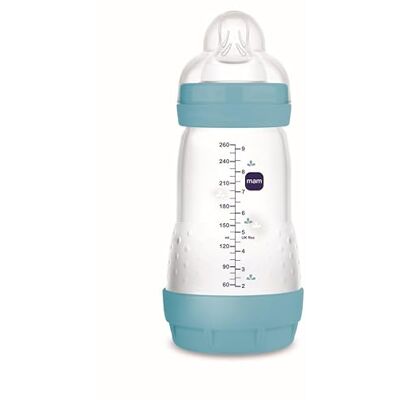 MAM Anti-koliek Mat babyfles A149 Anti-koliek fles met zuiger 1 van SkinsoftTM Ultrasuave siliconen voor baby's vanaf 260 ml, zelfsteriliseerbaar in 3 minuten, willekeurige modellen MAM Anti-koliek Mat babyfles A149 Anti-koliek fles met zuiger 1 van SkinsoftTM Ultrasuave siliconen voor baby's vanaf 260 ml, zelfsteriliseerbaar in 3 minuten, willekeurige modellen