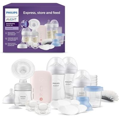 Philips Avent Cadeauset voor borstvoeding, eenvoudige elektrische borstkolf in ziekenhuiskwaliteit, flessen, fopspenen en meer, geïnspireerd op baby's, effectief voor moeders, model SCD340/31 Philips Avent Cadeauset voor borstvoeding, eenvoudige elektrische borstkolf in ziekenhuiskwaliteit, flessen, fopspenen en meer, geïnspireerd op baby's, effectief voor moeders, model SCD340/31