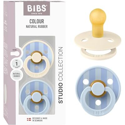 Bibs Colour Studio 2 stuks BPA-vrije fopspeen in kersenvorm van natuurlijk rubber/latex, gemaakt in Denemarken, maat 1 (0-6 maanden), Block Baby Blue Dusty Blue Bibs Colour Studio 2 stuks BPA-vrije fopspeen in kersenvorm van natuurlijk rubber/latex, gemaakt in Denemarken, maat 1 (0-6 maanden), Block Baby Blue Dusty Blue