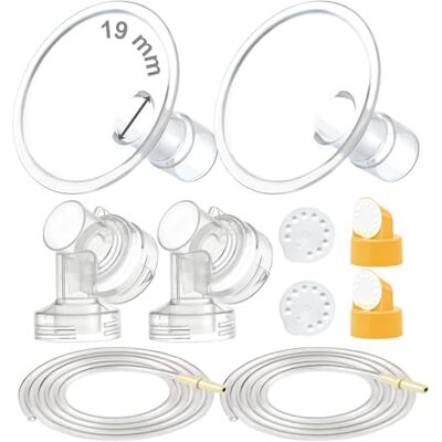 Maymom Melkpompset geschikt voor Medela-pomp in geavanceerde stijl; 2 x tweedelige borstbescherming 19 mm, 2 x ventielen, 4 x membraan, 2 x reservebuizen; reserveonderdeel voor Medela Shield, Medela-ventiel Maymom Melkpompset geschikt voor Medela-pomp in geavanceerde stijl; 2 x tweedelige borstbescherming 19 mm, 2 x ventielen, 4 x membraan, 2 x reservebuizen; reserveonderdeel voor Medela Shield, Medela-ventiel