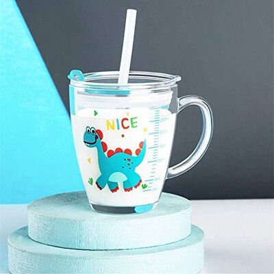 XGOPTS Melkbeker voor kinderen met rietje, silicone, drinkglas met draagbare handgreep, doseerfles met schattig motief, transparante waterkan met deksel, lekvrije beker voor jongens en meisjes, 350 ml XGOPTS Melkbeker voor kinderen met rietje, silicone, drinkglas met draagbare handgreep, doseerfles met schattig motief, transparante waterkan met deksel, lekvrije beker voor jongens en meisjes, 350 ml