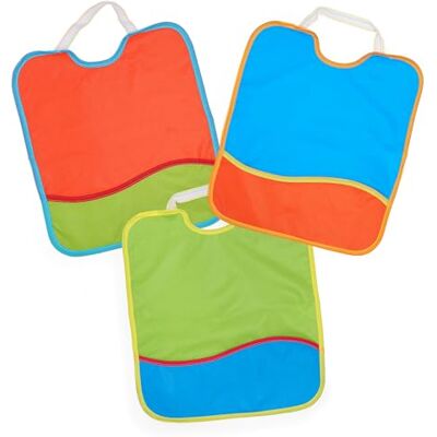 Ti TIN Set van 3 waterdichte slabbetjes met zak, 31 x 42 cm 100% polyurethaan Slabbetjes voor baby's vanaf 1 jaar Sluiting met klittenbandsluiting Effen kleur 320 g/m² Ti TIN Set van 3 waterdichte slabbetjes met zak, 31 x 42 cm 100% polyurethaan Slabbetjes voor baby's vanaf 1 jaar Sluiting met klittenbandsluiting Effen kleur 320 g/m²