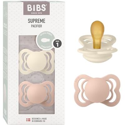 Bibs Supreme fopspeen, 0-6 maanden, 2 stuks, symmetrische speen, ivoor/blush Natuurlijk rubberlatex, maat 1, BPA-vrij, gemaakt in Denemarken, hoge zuigacceptatie Bibs Supreme fopspeen, 0-6 maanden, 2 stuks, symmetrische speen, ivoor/blush Natuurlijk rubberlatex, maat 1, BPA-vrij, gemaakt in Denemarken, hoge zuigacceptatie