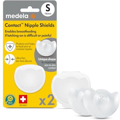 Medela Contact tepelschild, BPA-vrij, van ultradunne en zachte siliconen, met 2 schilden en een etui, 16 mm Medela Contact tepelschild, BPA-vrij, van ultradunne en zachte siliconen, met 2 schilden en een etui, 16 mm