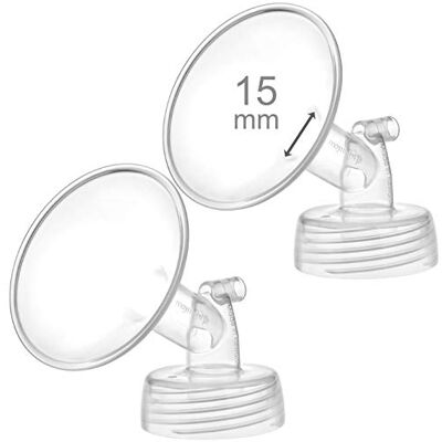 Maymom 2 stuks 15 mm, brede halspomp, voor Spectra S1/S2-pompen, brede halsflens, niet-originele Spectra-flens, vervanging voor Spectra Shield, 15 mm, 2 stuks (twee flens) (stuks Maymom 2 stuks 15 mm, brede halspomp, voor Spectra S1/S2-pompen, brede halsflens, niet-originele Spectra-flens, vervanging voor Spectra Shield, 15 mm, 2 stuks (twee flens) (stuks