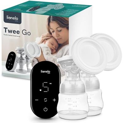 Lionelo Twee Go dubbele en elektrische borstkolf met tweefasige expressietechnologie, draagbaar en compact, 9 zuigniveaus, 5 massageniveaus, zeer stille werking, led-display Lionelo Twee Go dubbele en elektrische borstkolf met tweefasige expressietechnologie, draagbaar en compact, 9 zuigniveaus, 5 massageniveaus, zeer stille werking, led-display
