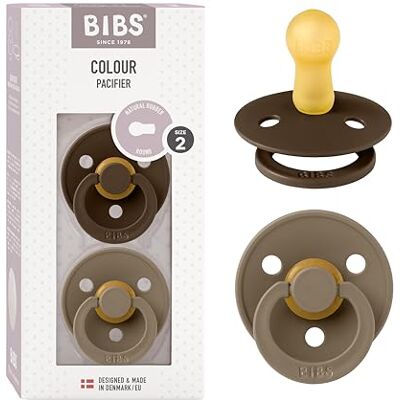 Bibs Colour fopspeen. Set van 2 fopspenen. Bisfenol A-vrij, ronde speen. Natuurlijk rubberlatex, gemaakt in Denemarken. Maat 2 (2 stuks), Mocha / Dark Oak Bibs Colour fopspeen. Set van 2 fopspenen. Bisfenol A-vrij, ronde speen. Natuurlijk rubberlatex, gemaakt in Denemarken. Maat 2 (2 stuks), Mocha / Dark Oak