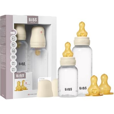 Bibs Flessenset, 150 ml + 270 ml, set van 2, ivoorkleurig Anti-koliek, doorstroomregeling, BPA-vrije kunststof, geschikt voor borstvoeding, gemaakt in Denemarken Bibs Flessenset, 150 ml + 270 ml, set van 2, ivoorkleurig Anti-koliek, doorstroomregeling, BPA-vrije kunststof, geschikt voor borstvoeding, gemaakt in Denemarken