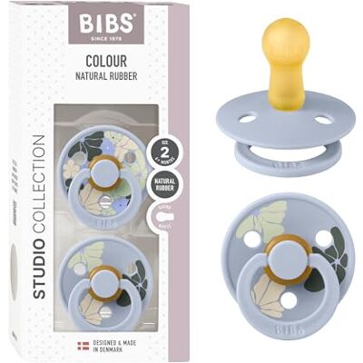 Bibs Colour Studio fopspeen, set van 2, BPA-vrij, kersenvorm, natuurlijk rubber/latex, gemaakt in Denemarken, maat 2 (6 18 maanden), stofblauw Bibs Colour Studio fopspeen, set van 2, BPA-vrij, kersenvorm, natuurlijk rubber/latex, gemaakt in Denemarken, maat 2 (6 18 maanden), stofblauw