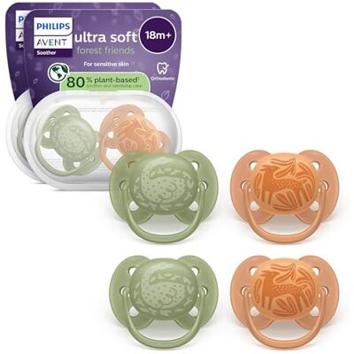 AVENT Philips SCF093/07 ultrazachte fopspeen Orthodontisch, voor baby's vanaf 18 maanden, zacht schild, symmetrische speen van siliconen, BPA-vrij, 4 stuks AVENT Philips SCF093/07 ultrazachte fopspeen Orthodontisch, voor baby's vanaf 18 maanden, zacht schild, symmetrische speen van siliconen, BPA-vrij, 4 stuks