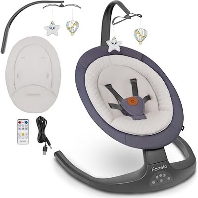 Lionelo Ralf 2-in-1 schommelbank + ligstoel, bediening via afstandsbediening, 12 geprogrammeerde melodieën, 5 schommelsnelheden, blokkering, rugleuning instelling, timer (grafiet grijs) Lionelo Ralf 2-in-1 schommelbank + ligstoel, bediening via afstandsbediening, 12 geprogrammeerde melodieën, 5 schommelsnelheden, blokkering, rugleuning instelling, timer (grafiet grijs)