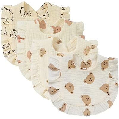 Nishine Set van 4 babymuiltjes voor baby's, uniseks, algodón, verstelbaar, voor tanden, voeding en baby's, Set dieren Bebè Nishine Set van 4 babymuiltjes voor baby's, uniseks, algodón, verstelbaar, voor tanden, voeding en baby's, Set dieren Bebè