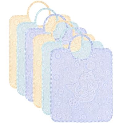 EMMEBi Slabbetjes van katoenen badstof met elastiek, gemaakt in Italië, elastiek, blauw, 33 x 28 cm 1 an EMMEBi Slabbetjes van katoenen badstof met elastiek, gemaakt in Italië, elastiek, blauw, 33 x 28 cm 1 an