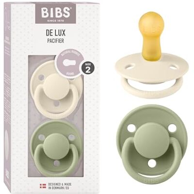 Bibs De Lux fopspeen set van 2, natuurlijk rubber, Deense fopspeen in kersenvorm BPA-vrij (ivoor/zaag, maat 2 (6-18 maanden)) Bibs De Lux fopspeen set van 2, natuurlijk rubber, Deense fopspeen in kersenvorm BPA-vrij (ivoor/zaag, maat 2 (6-18 maanden))