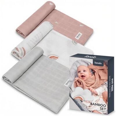 Lionelo Bamboo Box Set van 3 babyluiers, 70 x 70 cm, 100% natuurlijk bamboe, ultrazacht en ademend, veelzijdig inzetbaar: luier, deken, knuffeldier, handdoek, temperatuurregulerend, wasbaar Ultra Doux et Respirant Multi-Usages : Lange, Couverture, Dou Lionelo Bamboo Box Set van 3 babyluiers, 70 x 70 cm, 100% natuurlijk bamboe, ultrazacht en ademend, veelzijdig inzetbaar: luier, deken, knuffeldier, handdoek, temperatuurregulerend, wasbaar Ultra Doux et Respirant Multi-Usages : Lange, Couverture, Dou