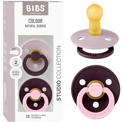Bibs Colour Studio fopspeen, set van 2, BPA-vrij, ronde speen, natuurlijk rubberlatex, gemaakt in Denemarken, maat 2 (6 18 maanden) Dusky Lilac/Plum Bibs Colour Studio fopspeen, set van 2, BPA-vrij, ronde speen, natuurlijk rubberlatex, gemaakt in Denemarken, maat 2 (6 18 maanden) Dusky Lilac/Plum