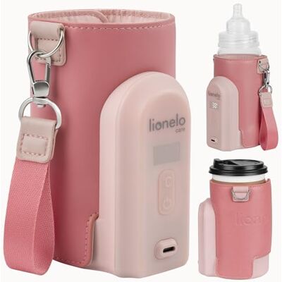 Lionelo Thermup Go Evo Draagbare flessenwarmer, 5 temperatuurniveaus (38 °C 50 °C), 9 uur warmte, USB-C-opladen, display, geschikt voor grote flessen (5-8 cm), BPA-vrij (roze) Lionelo Thermup Go Evo Draagbare flessenwarmer, 5 temperatuurniveaus (38 °C 50 °C), 9 uur warmte, USB-C-opladen, display, geschikt voor grote flessen (5-8 cm), BPA-vrij (roze)