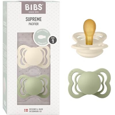 Bibs Supreme fopspeen, 0-6 maanden, 2 stuks, symmetrische speen, ivoor Natuurlijk rubberlatex, maat 1, BPA-vrij, gemaakt in Denemarken, hoge zuigacceptatie Bibs Supreme fopspeen, 0-6 maanden, 2 stuks, symmetrische speen, ivoor Natuurlijk rubberlatex, maat 1, BPA-vrij, gemaakt in Denemarken, hoge zuigacceptatie