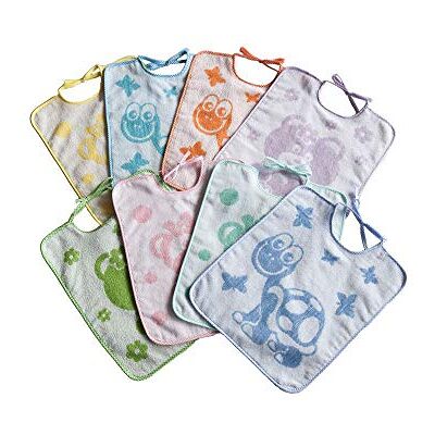 Bubabù Bav021/6 Set van 6 Dumbo badstof slabbetjes, gemaakt in Italië, met zacht jacquard-elastiek, 31 x 38 cm Bubabù Bav021/6 Set van 6 Dumbo badstof slabbetjes, gemaakt in Italië, met zacht jacquard-elastiek, 31 x 38 cm