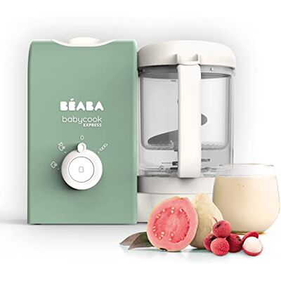 Béaba BEABA, Babycook Express, 4-in-1 babyrobot, mixer-koker, 15 minuten Express koken, op maat maken, zacht en gezond stomen, ontdooien, homogene textuur, capaciteit 1250 ml, saliegroen Béaba BEABA, Babycook Express, 4-in-1 babyrobot, mixer-koker, 15 minuten Express koken, op maat maken, zacht en gezond stomen, ontdooien, homogene textuur, capaciteit 1250 ml, saliegroen