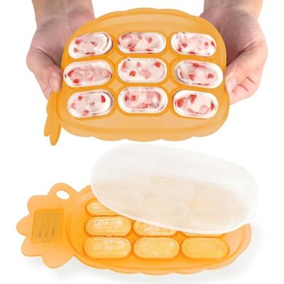 haakaa Diepvriesbakjes voor baby's, ijslollyvorm voor bijtringen, siliconen snackdienblad, siliconen ijsblokjesvorm met deksel, gedeelde worstplaat voor baby's haakaa Diepvriesbakjes voor baby's, ijslollyvorm voor bijtringen, siliconen snackdienblad, siliconen ijsblokjesvorm met deksel, gedeelde worstplaat voor baby's