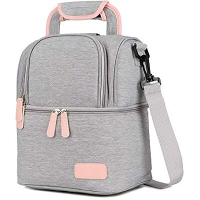 Meichoon Geïsoleerde rugzak met moedermelkpomp en koeltas voor babyflessen, waterdicht, draagbare lunchtas met warmte-isolatie, grote capaciteit, grijs, L, draagbare rugzak Meichoon Geïsoleerde rugzak met moedermelkpomp en koeltas voor babyflessen, waterdicht, draagbare lunchtas met warmte-isolatie, grote capaciteit, grijs, L, draagbare rugzak