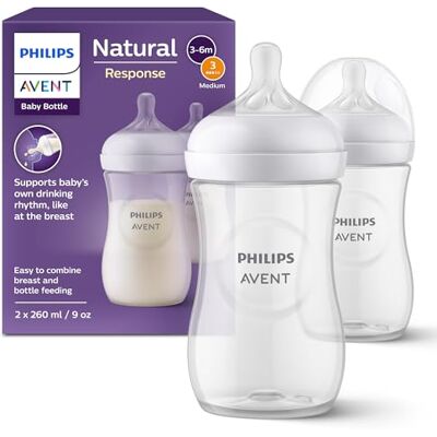 AVENT Philips Natuurlijke Zuigreflex-babyflessen, 2 stuks van 260 ml, BPA-vrij, voor baby's vanaf 1 maand en ouder (model SCY903/02) AVENT Philips Natuurlijke Zuigreflex-babyflessen, 2 stuks van 260 ml, BPA-vrij, voor baby's vanaf 1 maand en ouder (model SCY903/02)