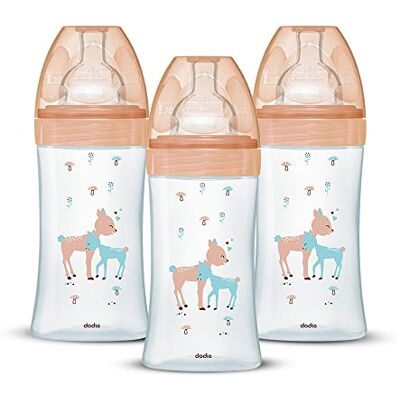 Dodie Set van 3 anti-koliek Sensation+ glazen flessen, 270 ml, 0-6 maanden, platte speen, debiet 2 Dodie Set van 3 anti-koliek Sensation+ glazen flessen, 270 ml, 0-6 maanden, platte speen, debiet 2