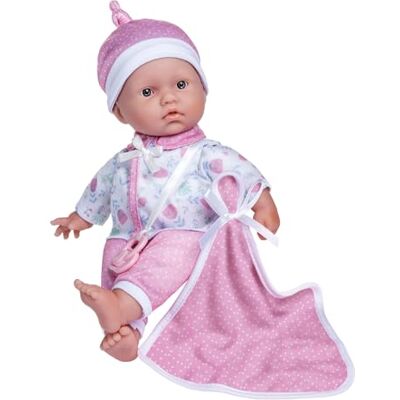 JC TOYS La Baby pop 28 cm met zacht en wasbaar lichaam, deken en fopspeen, bloemenroze, ontworpen in Spanje, +12 maanden JC TOYS La Baby pop 28 cm met zacht en wasbaar lichaam, deken en fopspeen, bloemenroze, ontworpen in Spanje, +12 maanden