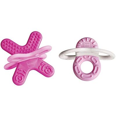 MAM Bite & Relax Bijtringen voor baby's met extra lichte roze bijtringen voor voortanden en kiezen, vanaf 2 maanden MAM Bite & Relax Bijtringen voor baby's met extra lichte roze bijtringen voor voortanden en kiezen, vanaf 2 maanden