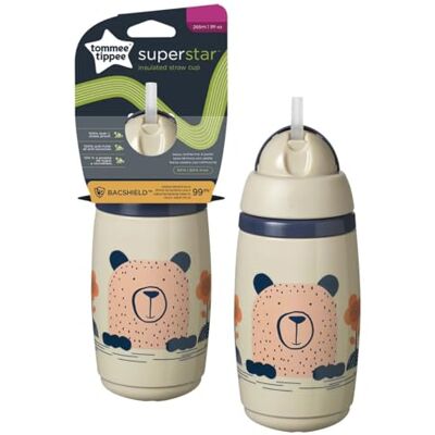 Tommee Tippee Superstar 447824 Thermosbeker met rietje met INTELLIVALVE-technologie, 100% waterdicht en schokbestendig en antibacteriële technologie, 12 m, 266 ml, grijs 447824 Tommee Tippee Superstar 447824 Thermosbeker met rietje met INTELLIVALVE-technologie, 100% waterdicht en schokbestendig en antibacteriële technologie, 12 m, 266 ml, grijs 447824