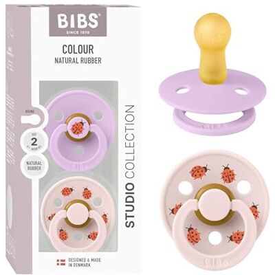 Bibs Colour Studio fopspeen set van 2 fopspenen, BPA-vrij, ronde speen, natuurlijk rubberlatex, gemaakt in Denemarken, maat 2 (6-18 maanden), Sky/Petal Violet Bibs Colour Studio fopspeen set van 2 fopspenen, BPA-vrij, ronde speen, natuurlijk rubberlatex, gemaakt in Denemarken, maat 2 (6-18 maanden), Sky/Petal Violet