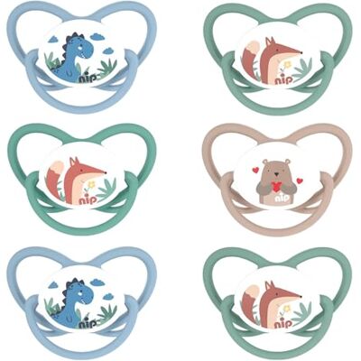 nip , Set van 6 siliconen fopspenen met meetring 3 (18-32 maanden), BPA-vrij, Made in Germany nip , Set van 6 siliconen fopspenen met meetring 3 (18-32 maanden), BPA-vrij, Made in Germany