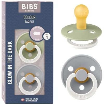 Bibs Colour, set van 2 fopspenen, BPA-vrij, met ronde speen, natuurlijk rubberlatex, maat 1 (0-6 maanden), groen/grijs (sage night/cloud) Bibs Colour, set van 2 fopspenen, BPA-vrij, met ronde speen, natuurlijk rubberlatex, maat 1 (0-6 maanden), groen/grijs (sage night/cloud)