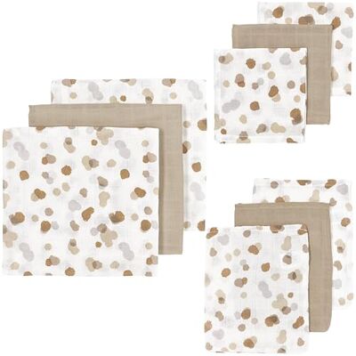MEYCO Baby Stains Starterset chiffon zakdoeken, 9-delig (gaaslagen, washandjes en slabbetjes van 100% katoen, zeer absorberend en sneldrogend, multifunctioneel), zand MEYCO Baby Stains Starterset chiffon zakdoeken, 9-delig (gaaslagen, washandjes en slabbetjes van 100% katoen, zeer absorberend en sneldrogend, multifunctioneel), zand