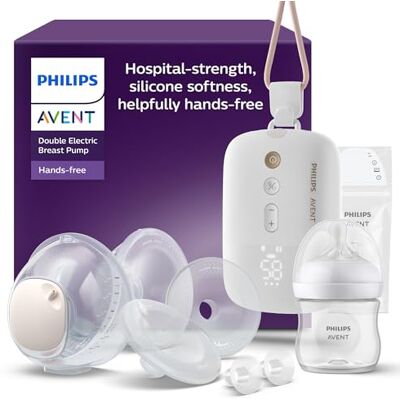 AVENT Philips Elektrische borstkolf, dubbele handenvrij, imiteert het zuigritme van de baby, tot 85 zuigingen per min, 2 flessen, 4 spenen, SCF547/11 AVENT Philips Elektrische borstkolf, dubbele handenvrij, imiteert het zuigritme van de baby, tot 85 zuigingen per min, 2 flessen, 4 spenen, SCF547/11