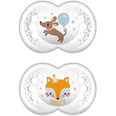 MAM Originele set van 2 Skinsoft siliconen fopspenen met fopspeenhouder, 16 maanden, verschillende modellen MAM Originele set van 2 Skinsoft siliconen fopspenen met fopspeenhouder, 16 maanden, verschillende modellen