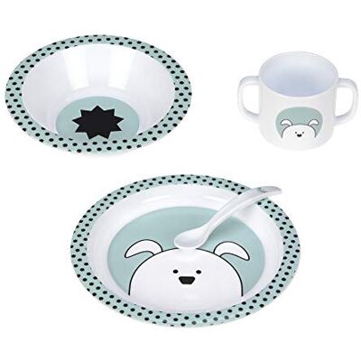 Lässig Kinderserviesset (bord, beker, kleine kom, lepel) zonder melamine, BPA-vrij, voor vaatwasser en magnetron/PP serviesset Little Chums Dog Lässig Kinderserviesset (bord, beker, kleine kom, lepel) zonder melamine, BPA-vrij, voor vaatwasser en magnetron/PP serviesset Little Chums Dog
