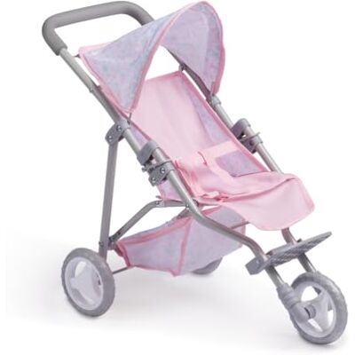 JC TOYS Opvouwbare kinderwagen met 3 wielen, voor poppen tot 45 cm, met mand en kap, ideaal om te spelen en te wandelen, roze met bloemendecoratie, ontworpen door Berenguer, +3 jaar JC TOYS Opvouwbare kinderwagen met 3 wielen, voor poppen tot 45 cm, met mand en kap, ideaal om te spelen en te wandelen, roze met bloemendecoratie, ontworpen door Berenguer, +3 jaar