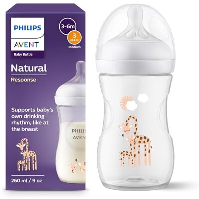 AVENT Philips Natural Response Zuigfles van 260 ml, BPA-vrij, voor baby's vanaf 1 maanden en ouder, koalapatroon (model SCY903/66) AVENT Philips Natural Response Zuigfles van 260 ml, BPA-vrij, voor baby's vanaf 1 maanden en ouder, koalapatroon (model SCY903/66)