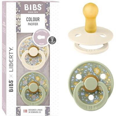 Bibs Colour Liberty Fopspeen, set van 2, BPA-vrij, ronde speen, natuurlijk rubberlatex, gemaakt in Denemarken, maat 2 (6 18 maanden), Eloise Sage Bibs Colour Liberty Fopspeen, set van 2, BPA-vrij, ronde speen, natuurlijk rubberlatex, gemaakt in Denemarken, maat 2 (6 18 maanden), Eloise Sage