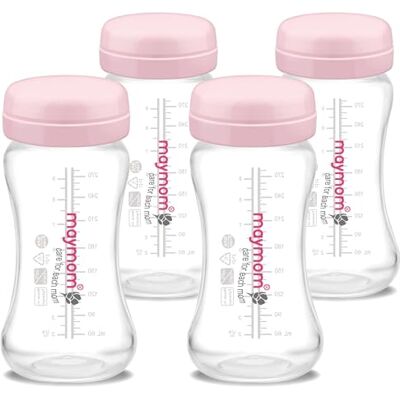 Maymom Lot de 4 bouteilles à large ouverture pour lait maternel avec couvercle et anneau d'étanchéité, compatibles avec Avent Natural, Avent Classic, Motif Luna, Ameda Mya et Spectra Maymom Lot de 4 bouteilles à large ouverture pour lait maternel avec couvercle et anneau d'étanchéité, compatibles avec Avent Natural, Avent Classic, Motif Luna, Ameda Mya et Spectra