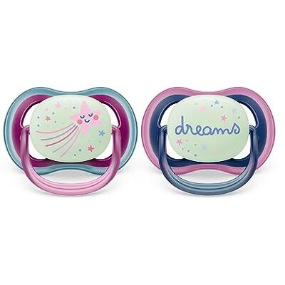 AVENT Philips ultra air-fopspeen 2 lichte, luchtige en fosforescerende fopspenen voor baby's van 6 tot 18 maanden, BPA-vrij, met steriliserende draagtas (model SCF376/14) AVENT Philips ultra air-fopspeen 2 lichte, luchtige en fosforescerende fopspenen voor baby's van 6 tot 18 maanden, BPA-vrij, met steriliserende draagtas (model SCF376/14)
